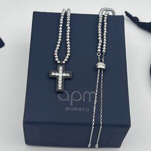 APM Monaco Silver Cross Necklace